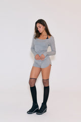 Breeze Sheer Long Sleeve Top (Gray)