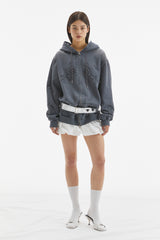 BUBBLE HEM MINI SKIRT / WHITE