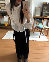 Mirun belt ハイネックオーバーレイシャツ