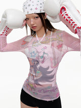 BETWEENANDx sunonebird a joint Millennium dream powder stitching gauze long-sleeved female niche collar shirt