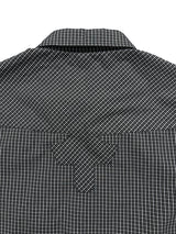 FINE PLAID RANDOM STITCH SILVER THREAD LOGO SQUARE LABEL HEM COLOR-TOOTH ZIPPER SIDE HAND-SEWN BUTTON SHIRT