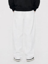 ベーシック ウォッシング ワイド コットン パンツ(white)