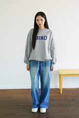バードデニムロゴスウェットシャツ - GRAY