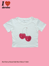レッドチェリーラウンドソフトショートスリーブTシャツ