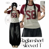 チャイルディッシュラグランカラー半袖Tシャツ