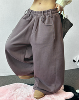 Balloon Wide Collie Belt Color-Point Fleece Balloon Wide Pants 🖤💜 5COLOR