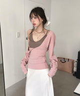 イオーブピンクVスリーブレス+ラップスリムトップセット