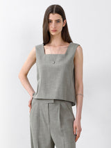 (BL-4329)ROU SET-UP SQUARE NECK BLOUSE