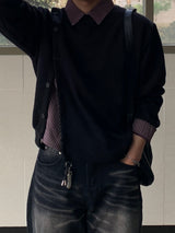 Oblique Slash Button Knit