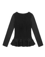 Glossy Frill Top _ BLACK