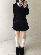 Basic V-neck knitwear (4 colors)