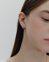 26SS★ Champagne Full Moon Silver Grip One-Touch Earrings S