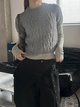 ケーブルクロップハーフニット(2color)