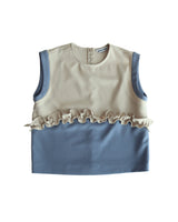 RUFFLE VEST (BEIGE/BLUE)