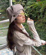 BUTTON NEWSBOY CAP - TAUPE GRAY