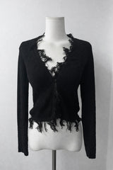 distressed fringe knit cardigan (2color)