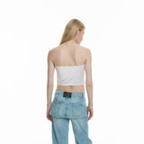 sai logo satin hotfix strapless top