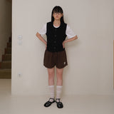 Black Tweed Button Vest