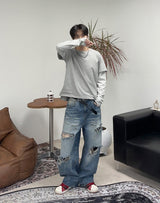 ハスボーダーレイヤードTシャツ