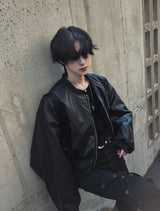 Ebonic Crop Leather MA-1