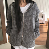 デュオモヘアファーブラッシュジッパーフードジップアップ