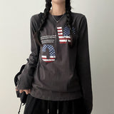 Dunk American Flag レタリング 長袖Tシャツ