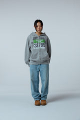 Street league artwork damage washing hoodie zip-up (Melange)