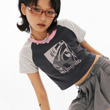 GIRLラグランクロップtシャツ