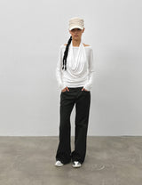 [MADE] Shamo Drape Halter Layered Long Sleeve Tee