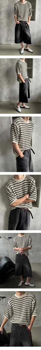 [S/S] セイントストライプハーフニット (3color)