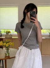 Simple & Basic Round Short Sleeve T-shirt (6color)
