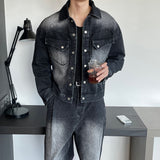 LMN Unbay Western Cropped Oversized Denim Jacket (2 colors)