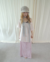 SORBET LOOSE OFF-SHOULDER SHORT SLEEVE T-SHIRT
