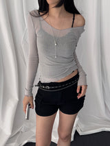 Accree V-neck sheer T-shirt