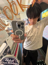 Untitled Scribble Crop Short Sleeve Oatmeal