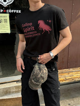 LMN フェザーホースクロップ半袖Tシャツ (3 colors)