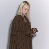 Stripe Oversized shirts [Brown]
