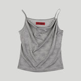 GLITTER COWL NECK CAMISOLE: GREY