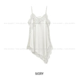 EL Unbalance Lace Satin One Piece