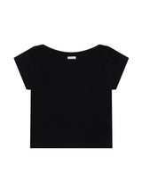 ベーシック エッセンシャル リブ ボートネックトップ(BLACK)