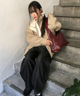 [New Spring Product💝] Light Mood Color Interseasonal Windbreaker Spring Oversized-fit Outwear High-neck Jumper 3 colors Hem String/Balloon Fit