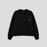 Double pocket patch cropped sweatshirt