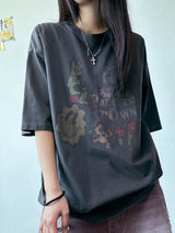ケイキーカートゥーングラフィックピグメントパッチオーバーサイズTシャツ 2カラー