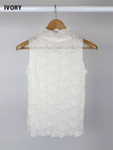 FLOWER LACE HALF-NECK SLEEVELESS (3C)