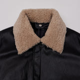 WOMAN ファーカラーファイトジャンパー BLACK