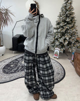 Kale Check Wide Banding Pants