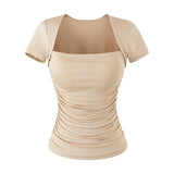 Lena Square Shirring Top