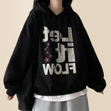 Rear Let It Flow Crack Lettering Overfit Hoodie