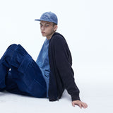 Washing Corduroy Cargo Banding Denim Pants Blue
