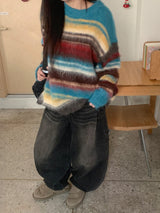 [unisex] Hadet Mohair Stripe Wool Knit